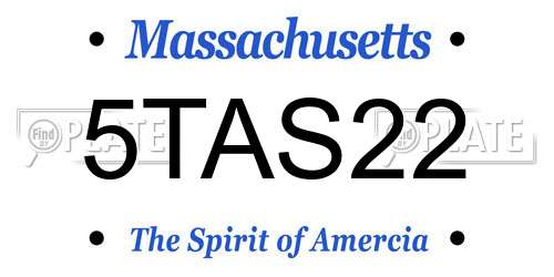 5TAS22 Massachusetts License Plate