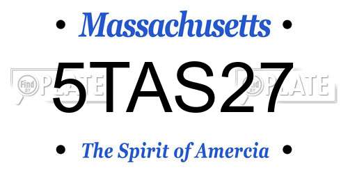 5TAS27 Massachusetts License Plate