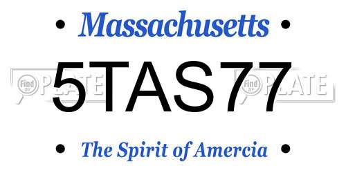 5TAS77 Massachusetts License Plate
