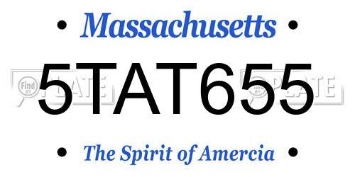 5TAT655 Massachusetts License Plate