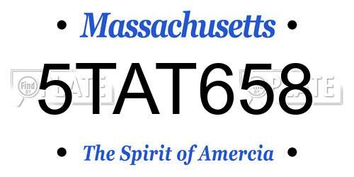 5TAT658 Massachusetts License Plate