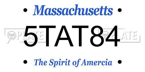 5TAT84 Massachusetts License Plate