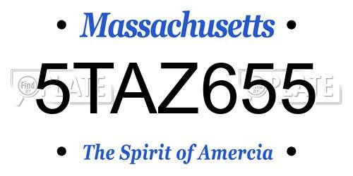 5TAZ655 Massachusetts License Plate
