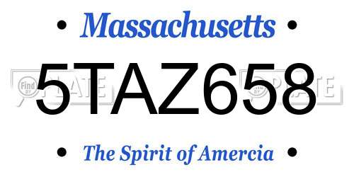 5TAZ658 Massachusetts License Plate