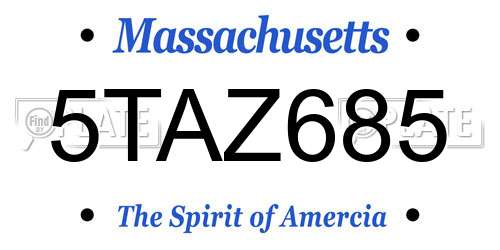 5TAZ685 Massachusetts License Plate