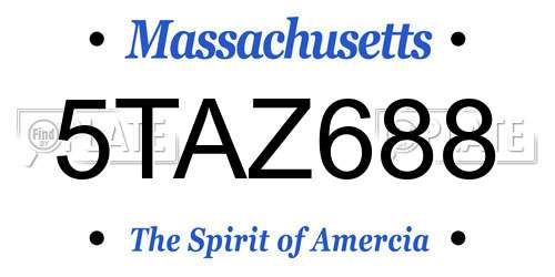 5TAZ688 Massachusetts License Plate