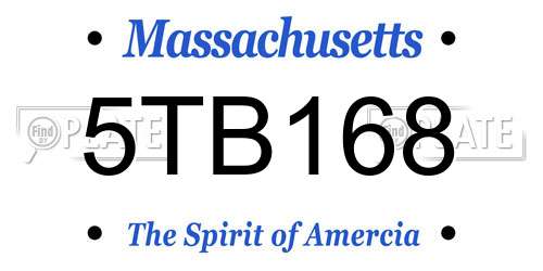 5TB168 Massachusetts License Plate