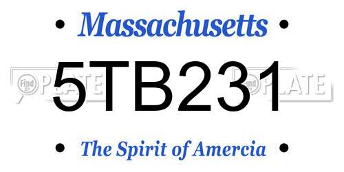 5TB231 Massachusetts License Plate