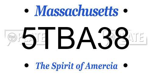 5TBA38 Massachusetts License Plate