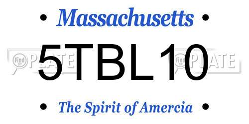 5TBL10 Massachusetts License Plate