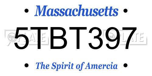 5TBT397 Massachusetts License Plate