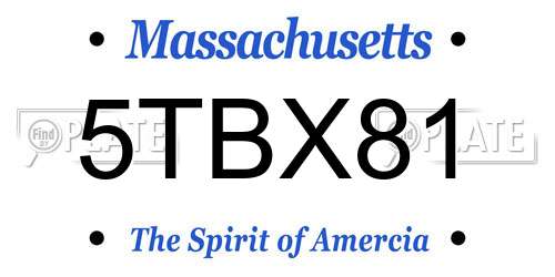 5TBX81 Massachusetts License Plate
