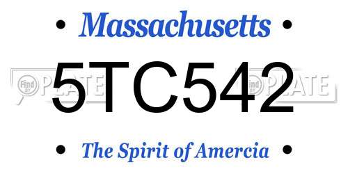 5TC542 Massachusetts License Plate
