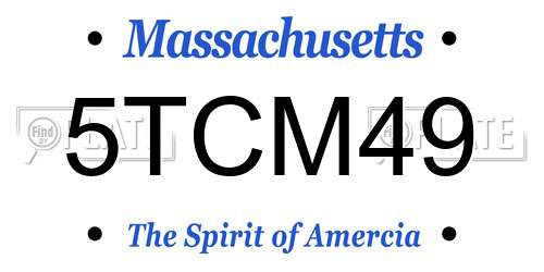 5TCM49 Massachusetts License Plate