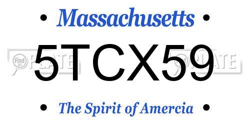 5TCX59 Massachusetts License Plate