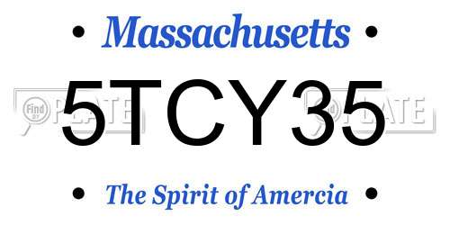 5TCY35 Massachusetts License Plate