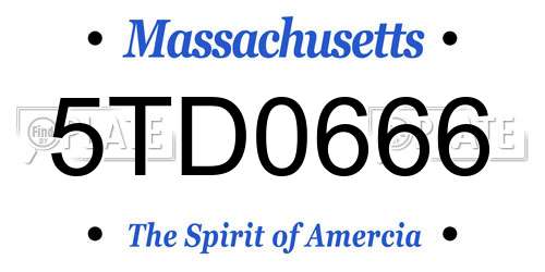 5TD0666 Massachusetts License Plate