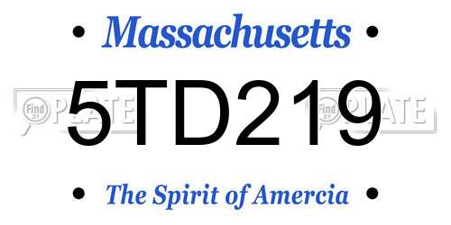 5TD219 Massachusetts License Plate