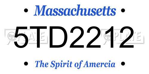 5TD2212 Massachusetts License Plate