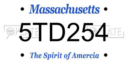 5TD254 Massachusetts License Plate