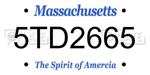 5TD2665 Massachusetts License Plate
