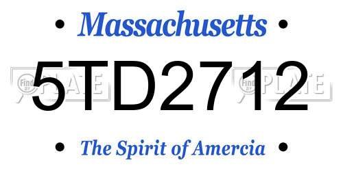 5TD2712 Massachusetts License Plate