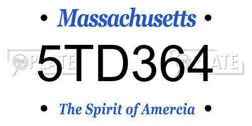 5TD364 Massachusetts License Plate