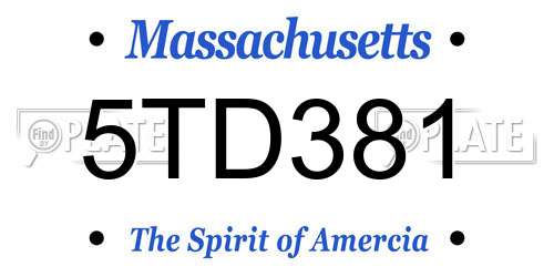 5TD381 Massachusetts License Plate