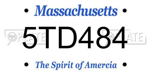 5TD484 Massachusetts License Plate