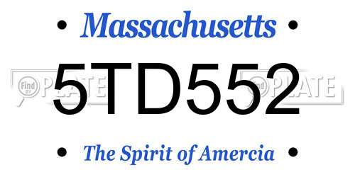 5TD552 Massachusetts License Plate