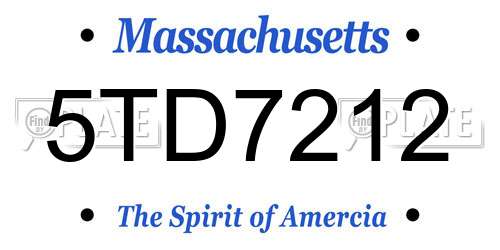 5TD7212 Massachusetts License Plate