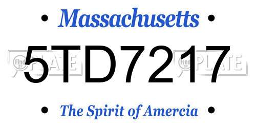 5TD7217 Massachusetts License Plate