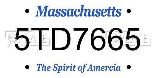 5TD7665 Massachusetts License Plate