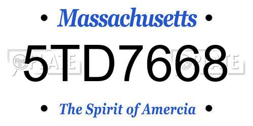 5TD7668 Massachusetts License Plate