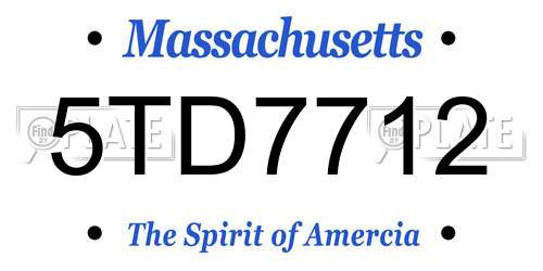 5TD7712 Massachusetts License Plate