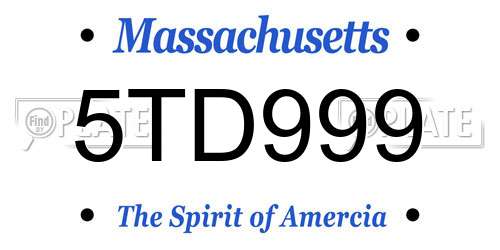 5TD999 Massachusetts License Plate