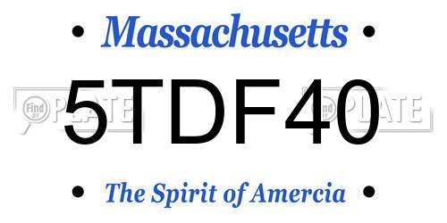 5TDF40 Massachusetts License Plate