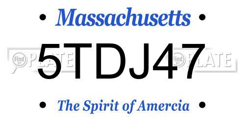 5TDJ47 Massachusetts License Plate