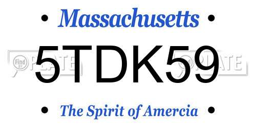 5TDK59 Massachusetts License Plate