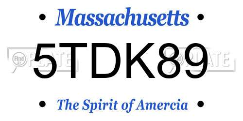 5TDK89 Massachusetts License Plate