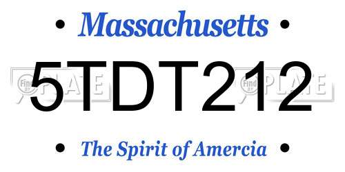 5TDT212 Massachusetts License Plate