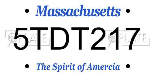 5TDT217 Massachusetts License Plate