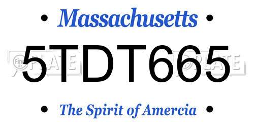 5TDT665 Massachusetts License Plate