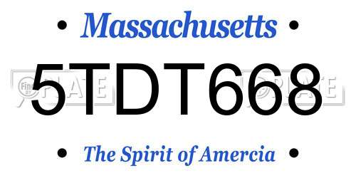5TDT668 Massachusetts License Plate