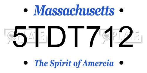 5TDT712 Massachusetts License Plate