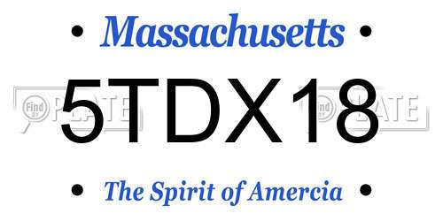 5TDX18 Massachusetts License Plate