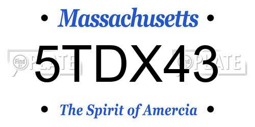5TDX43 Massachusetts License Plate