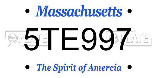5TE997 Massachusetts License Plate