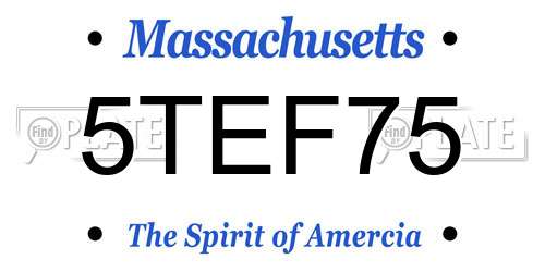 5TEF75 Massachusetts License Plate