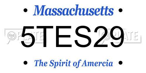 5TES29 Massachusetts License Plate